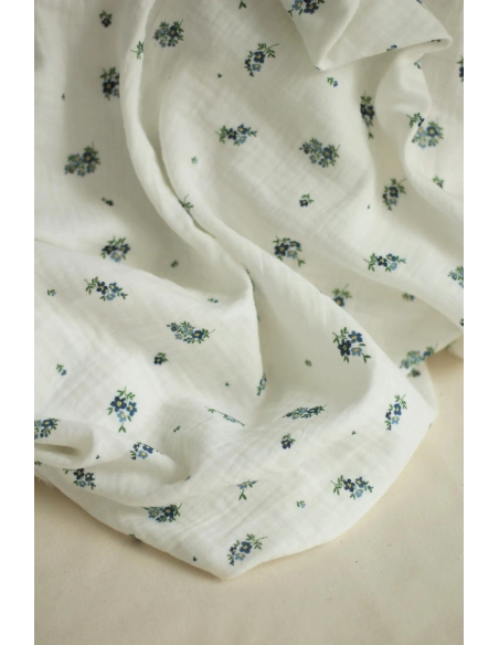 copy of ROZEN - Double gaze de coton BIO blanc motif exclusif