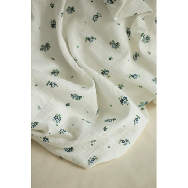 copy of ROZEN - Double gaze de coton BIO blanc motif exclusif