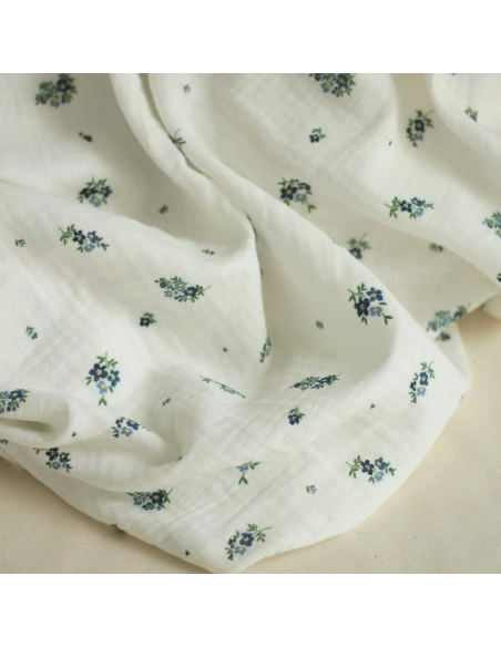 copy of ROZEN - Double gaze de coton BIO blanc motif exclusif