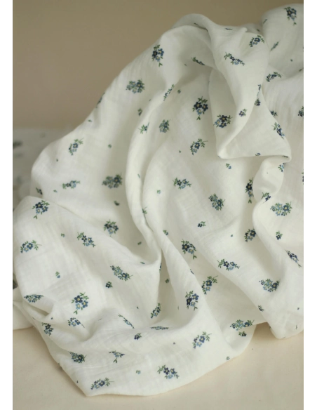 copy of ROZEN - Double gaze de coton BIO blanc motif exclusif