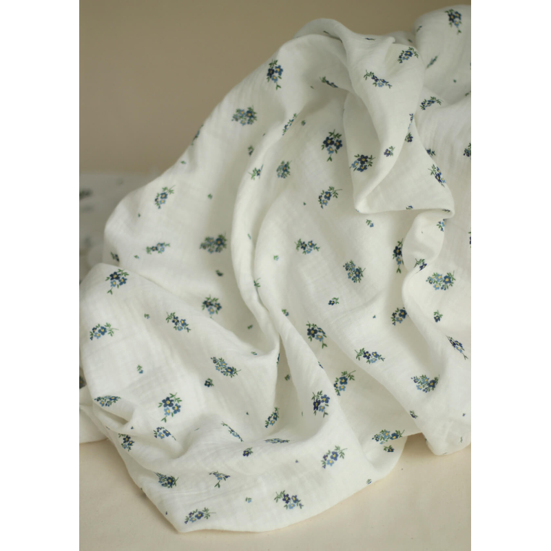 copy of ROZEN - Double gaze de coton BIO blanc motif exclusif