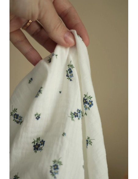 copy of ROZEN - Double gaze de coton BIO blanc motif exclusif