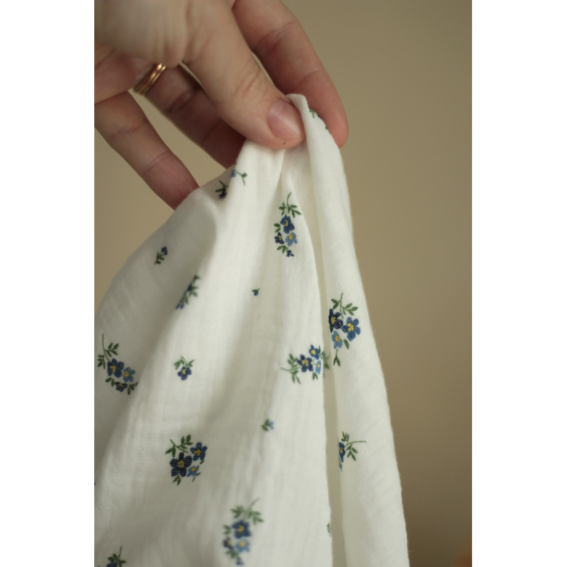 copy of ROZEN - Double gaze de coton BIO blanc motif exclusif