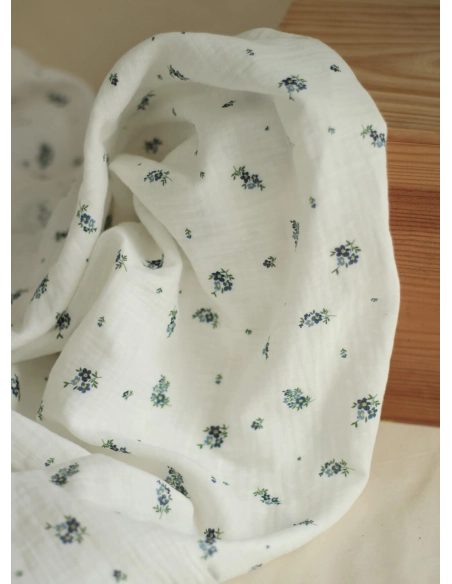 copy of ROZEN - Double gaze de coton BIO blanc motif exclusif