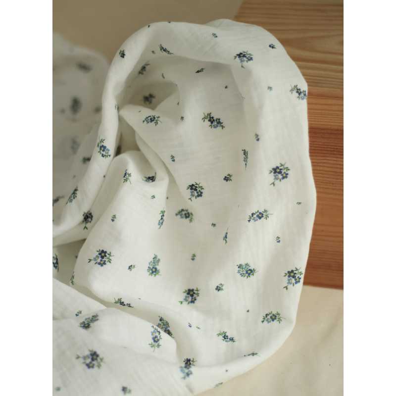 copy of ROZEN - Double gaze de coton BIO blanc motif exclusif