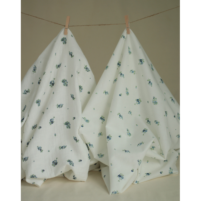 copy of ROZEN - Double gaze de coton BIO blanc motif exclusif