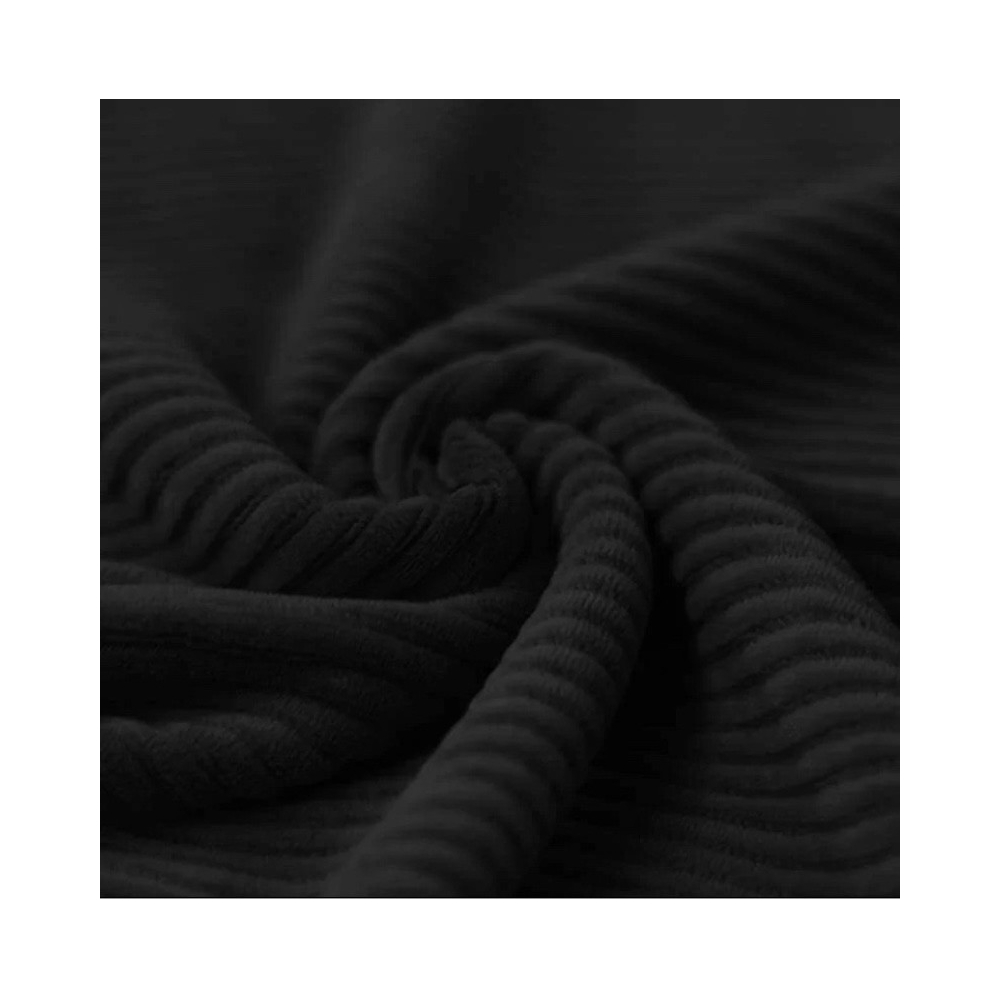 Velours jersey grosses côtes coton coloris noir