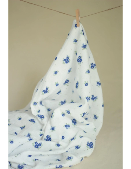 copy of ROZEN - Double gaze de coton BIO blanc motif exclusif