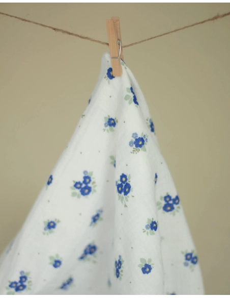 copy of ROZEN - Double gaze de coton BIO blanc motif exclusif