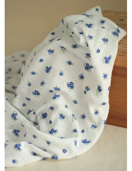 copy of ROZEN - Double gaze de coton BIO blanc motif exclusif