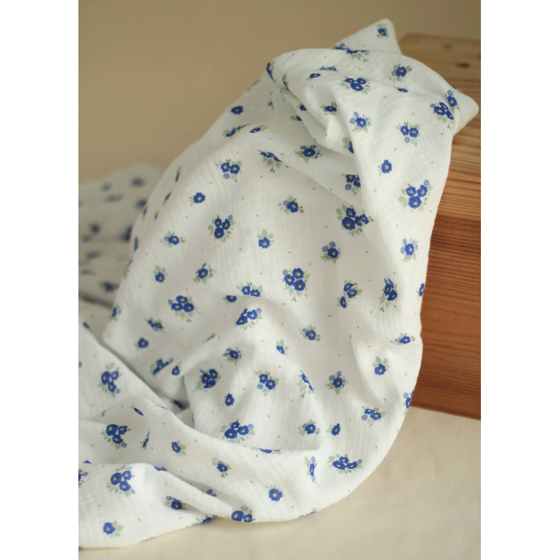 copy of ROZEN - Double gaze de coton BIO blanc motif exclusif