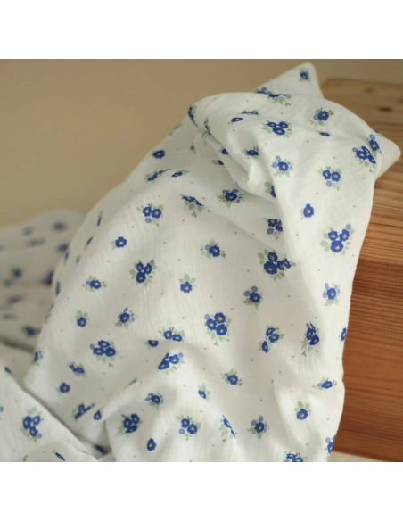 copy of ROZEN - Double gaze de coton BIO blanc motif exclusif