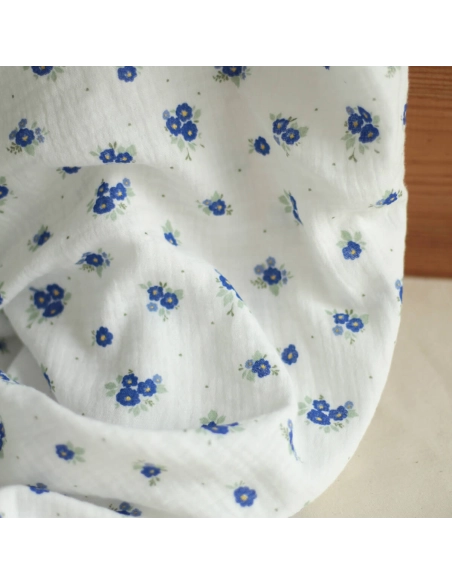 copy of ROZEN - Double gaze de coton BIO blanc motif exclusif