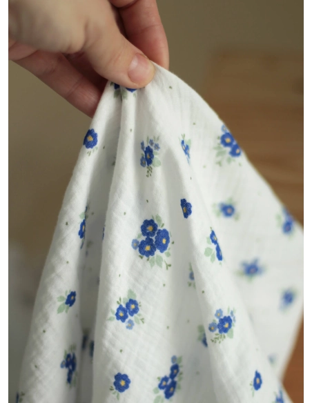 copy of ROZEN - Double gaze de coton BIO blanc motif exclusif