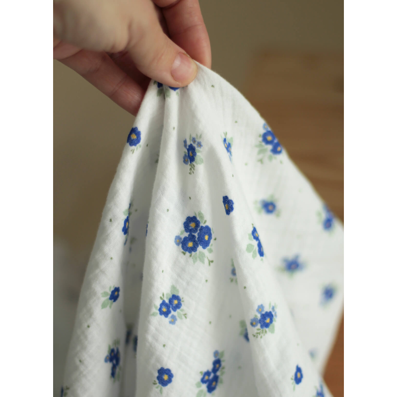 copy of ROZEN - Double gaze de coton BIO blanc motif exclusif