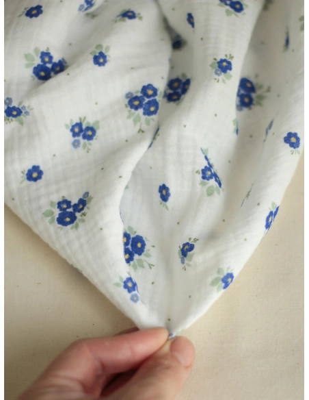 copy of ROZEN - Double gaze de coton BIO blanc motif exclusif