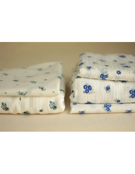 copy of ROZEN - Double gaze de coton BIO blanc motif exclusif