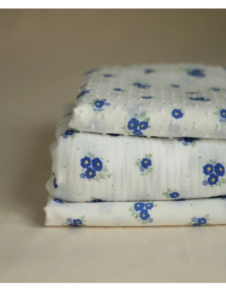 copy of ROZEN - Double gaze de coton BIO blanc motif exclusif