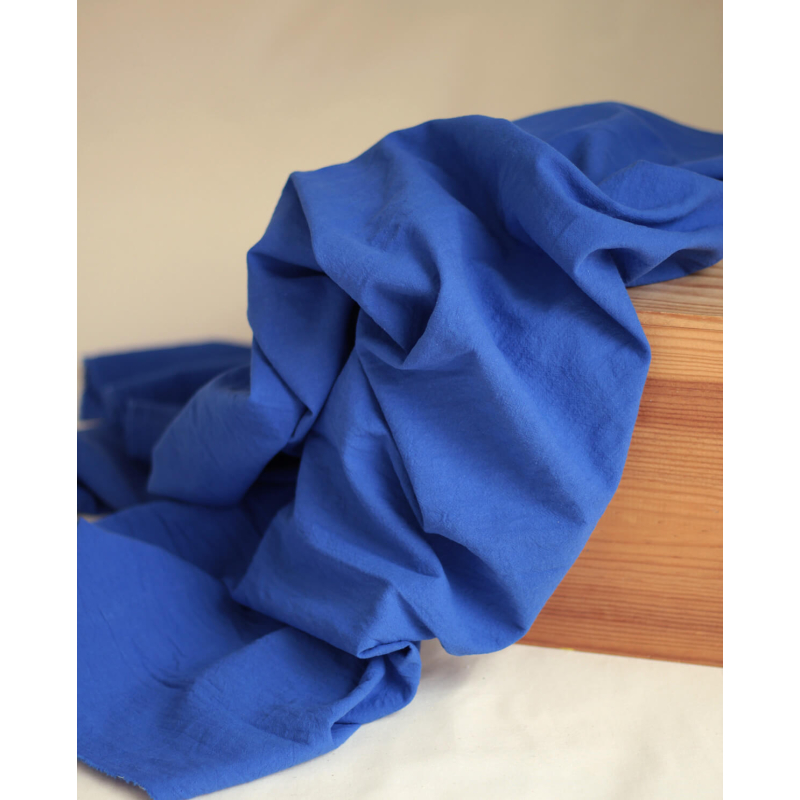 Coton lavé bio coloris bleu cobalt