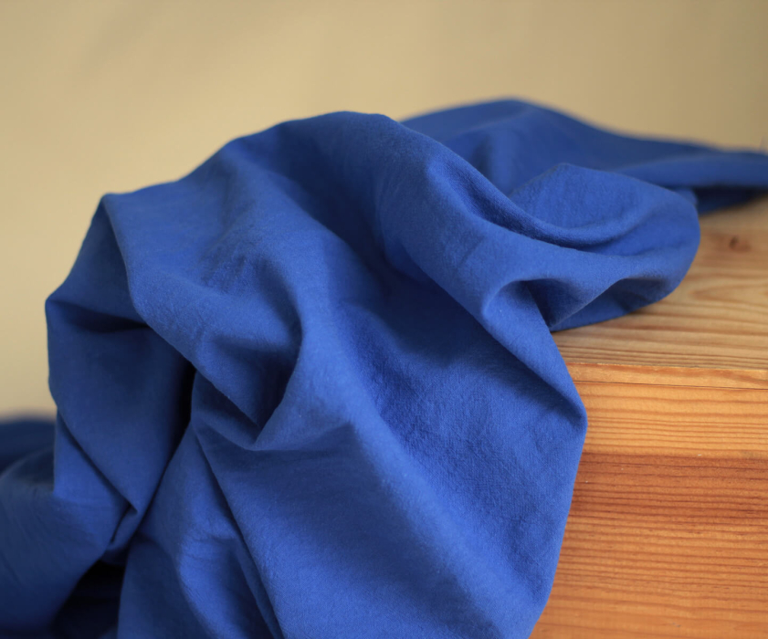 Coton lavé bio coloris bleu cobalt