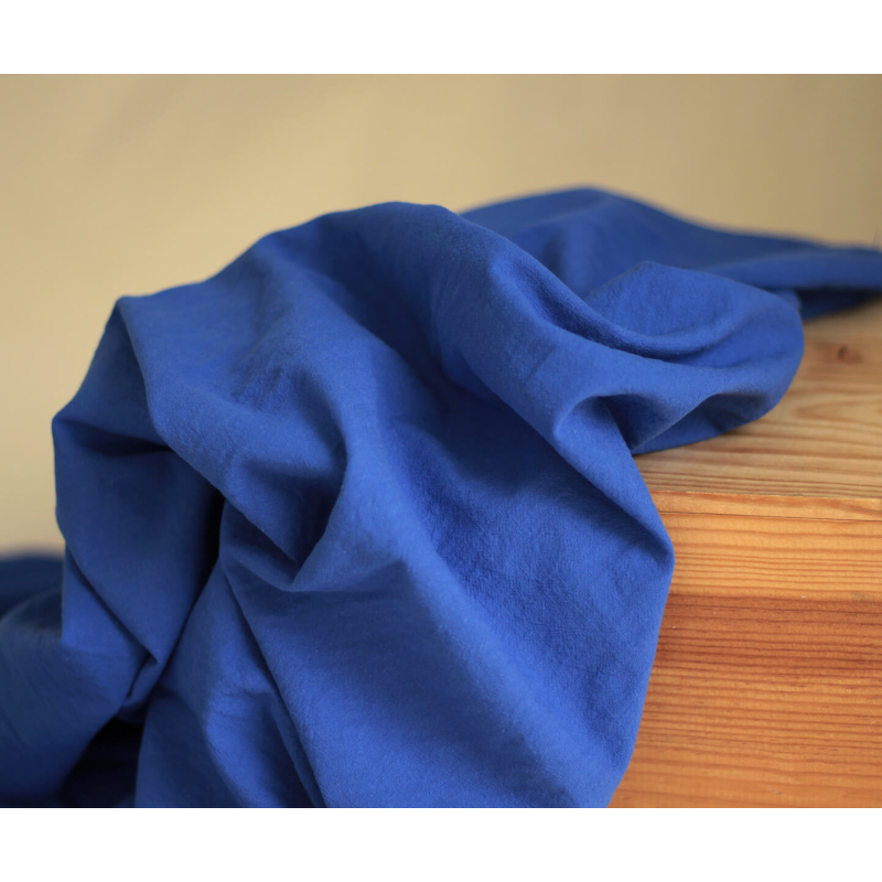 Coton lavé bio coloris bleu cobalt
