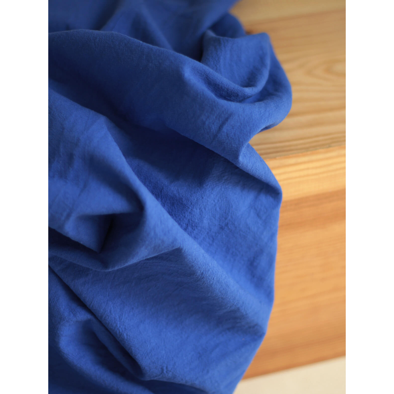Coton lavé bio coloris bleu cobalt