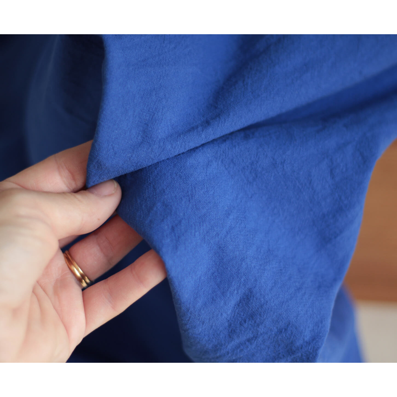 Coton lavé bio coloris bleu cobalt