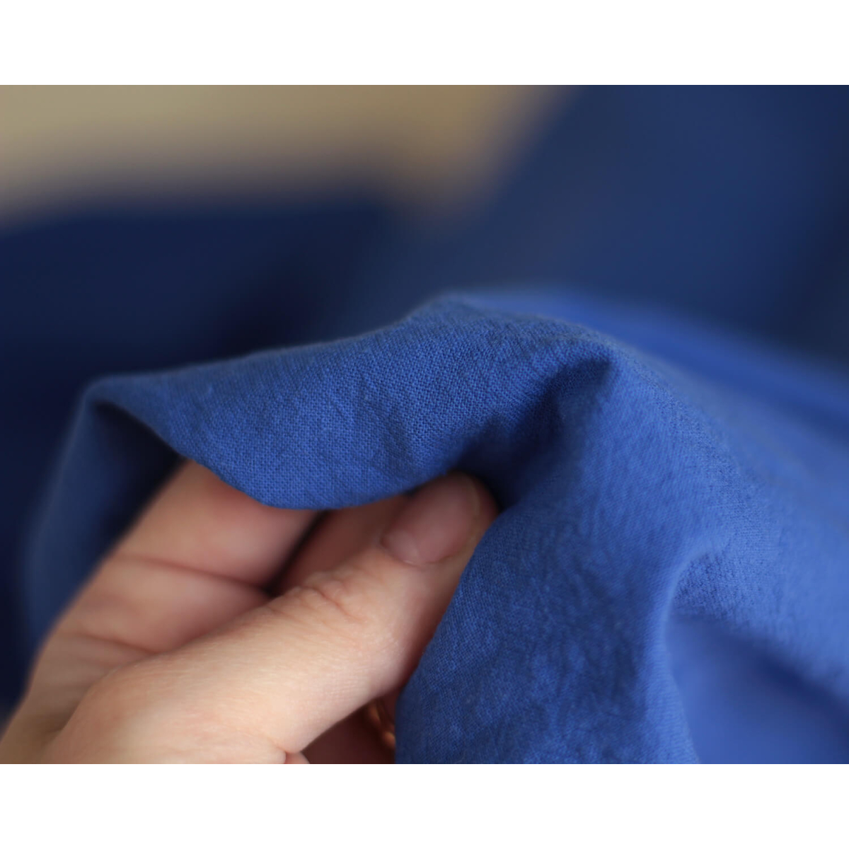 Coton lavé bio coloris bleu cobalt Coton lavé bio coloris bleu cobalt