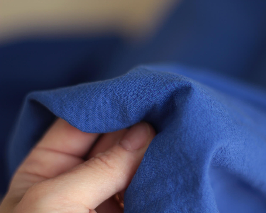 Coton lavé bio coloris bleu cobalt