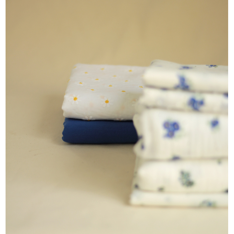 Coton lavé bio coloris bleu cobalt