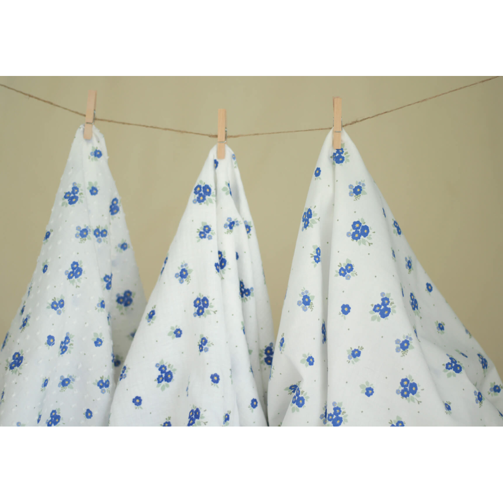 Rozen - Popeline coton SWEET douce imprimé exclusif bleu cobalt