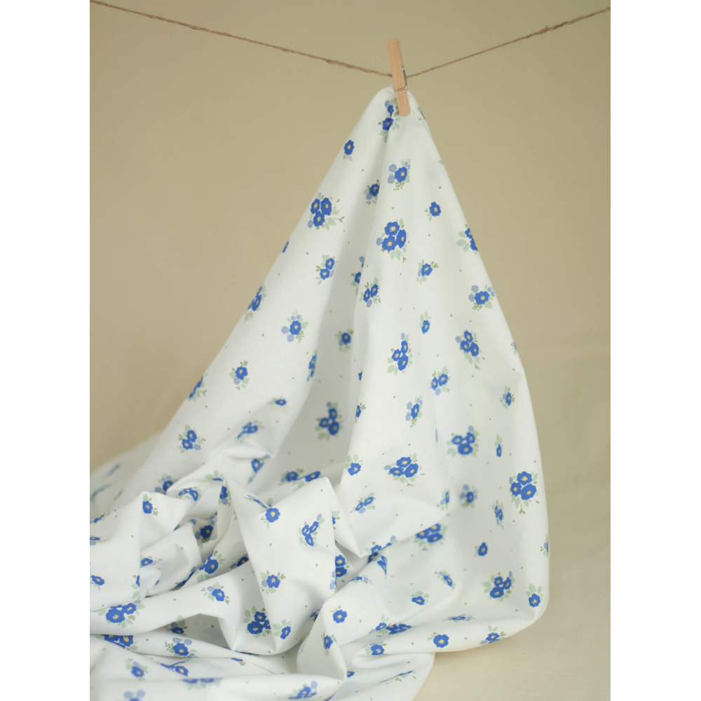 Rozen - Popeline coton SWEET douce imprimé exclusif bleu cobalt