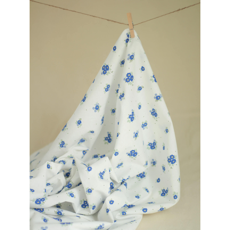 Rozen - Popeline coton SWEET douce imprimé exclusif bleu cobalt