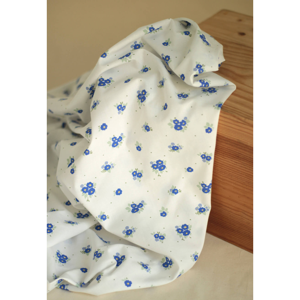Rozen - Popeline coton SWEET douce imprimé exclusif bleu cobalt