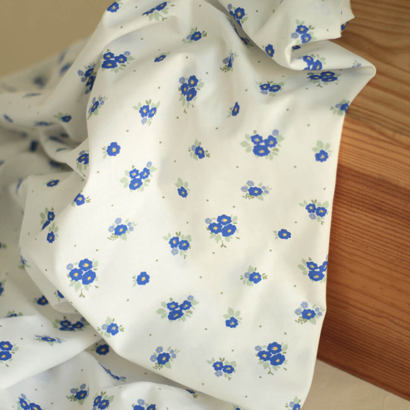 Rozen - Popeline coton SWEET douce imprimé exclusif bleu cobalt