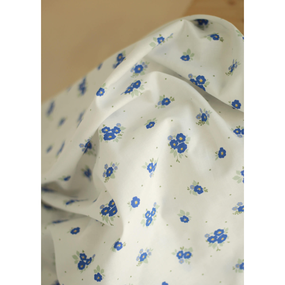 Rozen - Popeline coton SWEET douce imprimé exclusif bleu cobalt