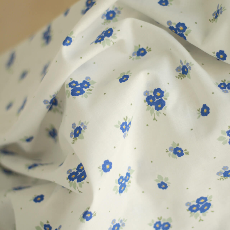 Rozen - Popeline coton SWEET douce imprimé exclusif bleu cobalt