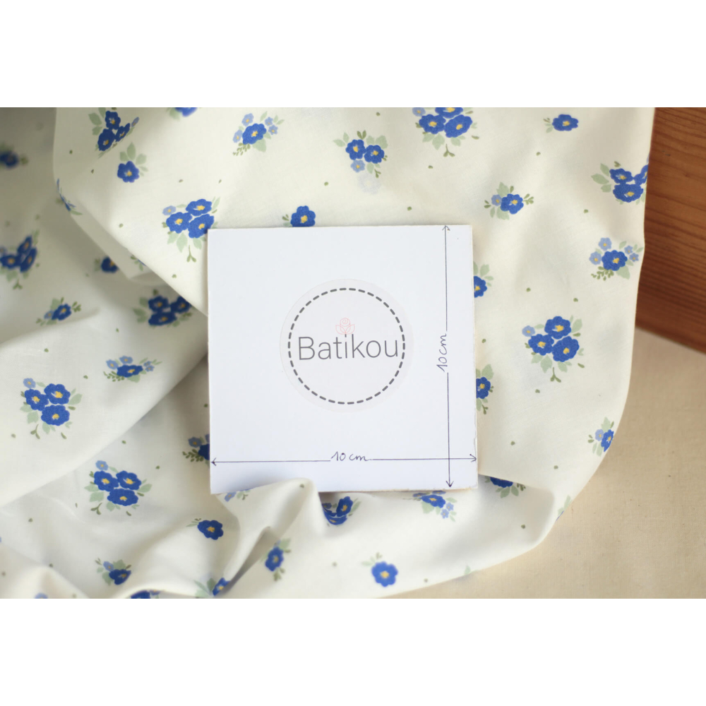 Rozen - Popeline coton SWEET douce imprimé exclusif bleu cobalt