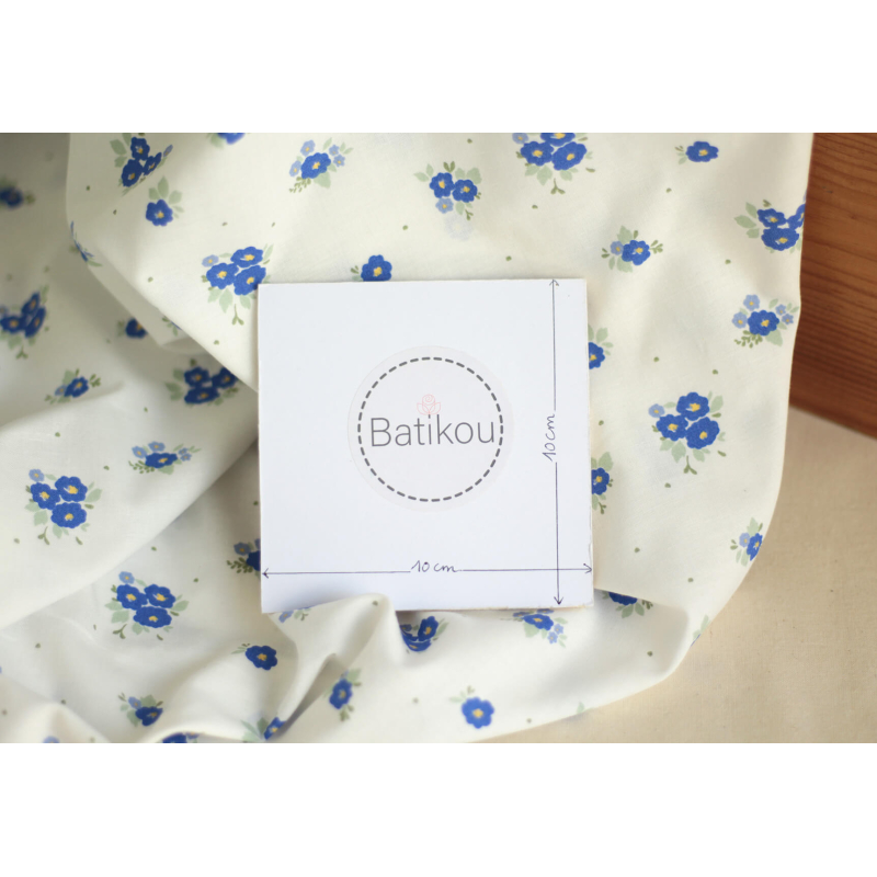 Rozen - Popeline coton SWEET douce imprimé exclusif bleu cobalt