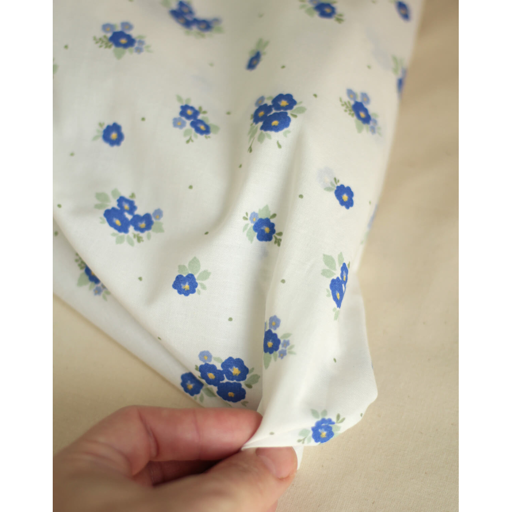 Rozen - Popeline coton SWEET douce imprimé exclusif bleu cobalt