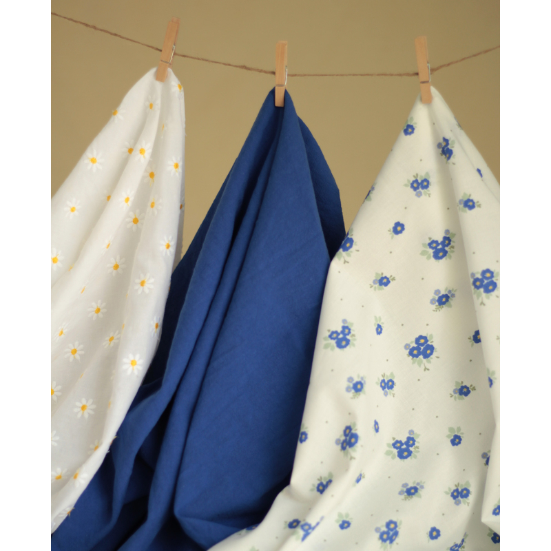 Rozen - Popeline coton SWEET douce imprimé exclusif bleu cobalt