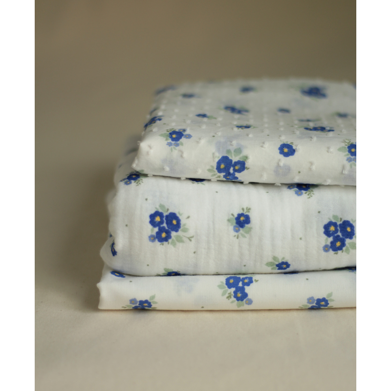 Rozen - Popeline coton SWEET douce imprimé exclusif bleu cobalt