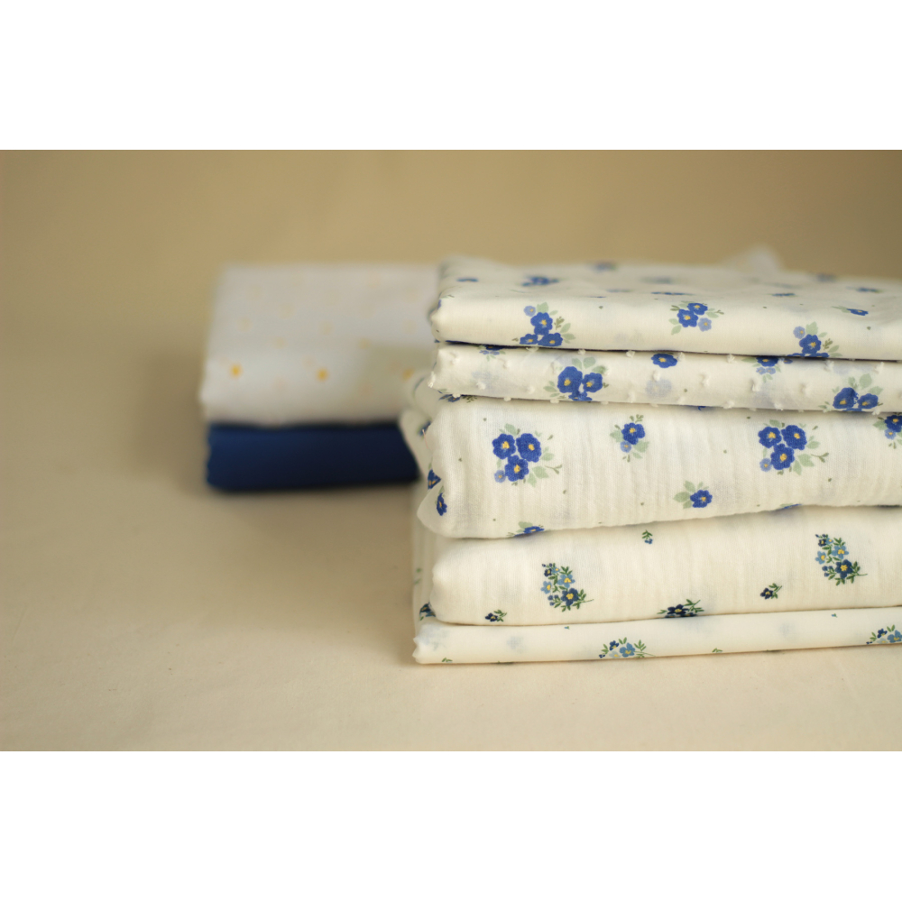 Rozen - Popeline coton SWEET douce imprimé exclusif bleu cobalt