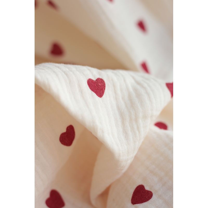 copy of Manou - Double gaze de coton BIO exclusif écru à motif coeurs