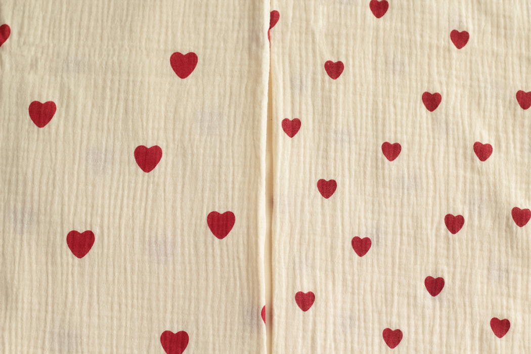 copy of Manou - Double gaze de coton BIO exclusif écru à motif coeurs