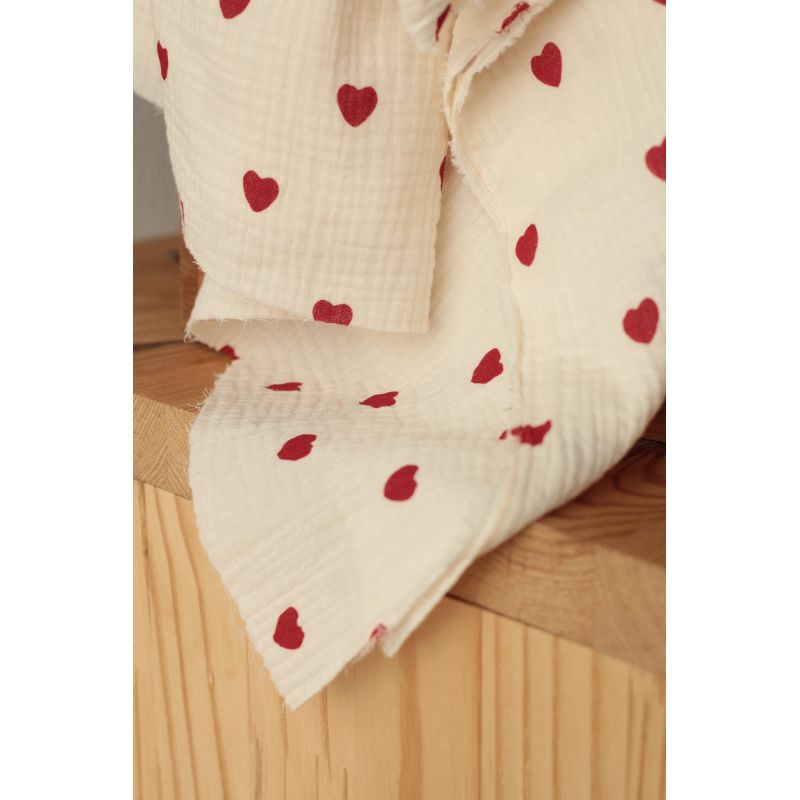 copy of Manou - Double gaze de coton BIO exclusif écru à motif coeurs