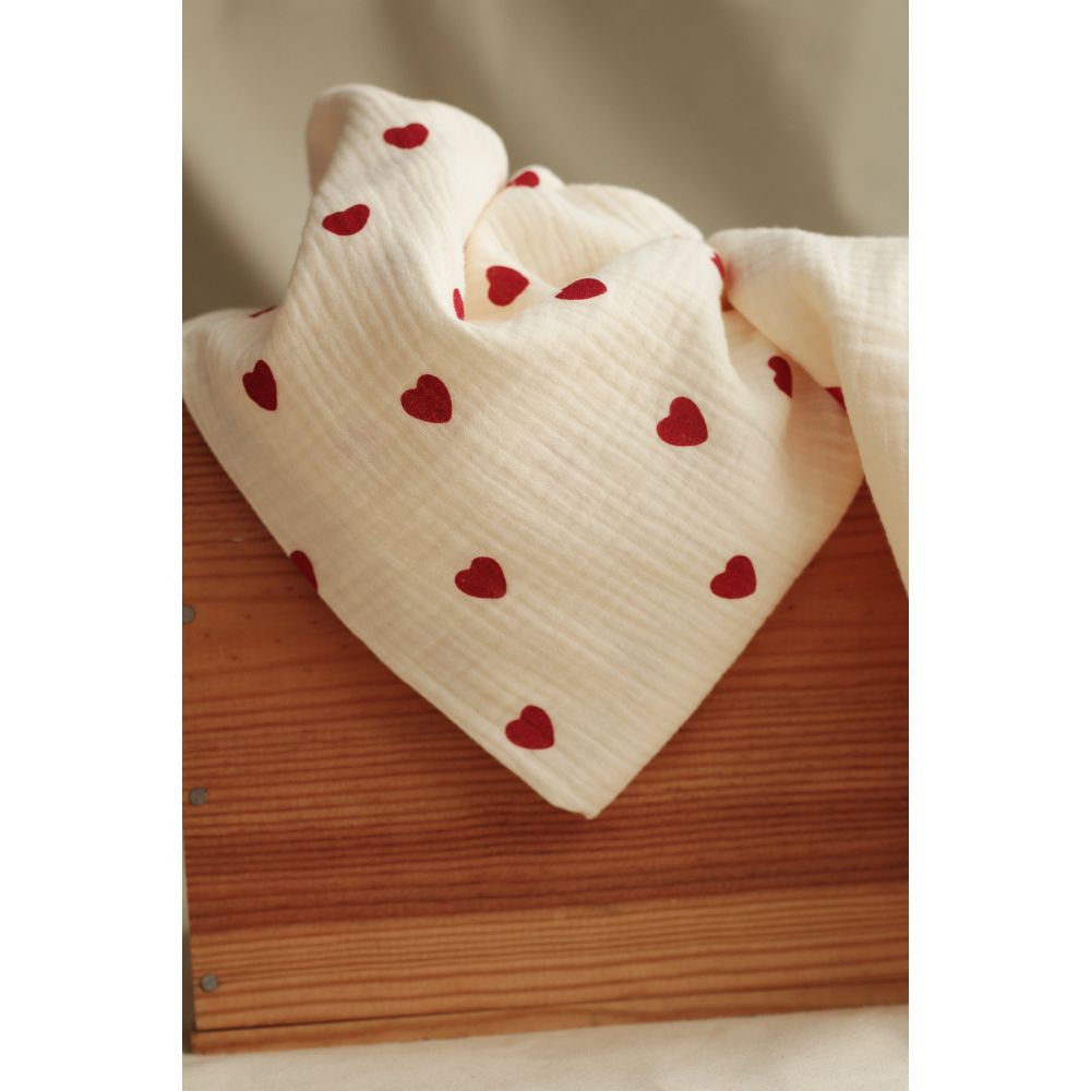 copy of Manou - Double gaze de coton BIO exclusif écru à motif coeurs
