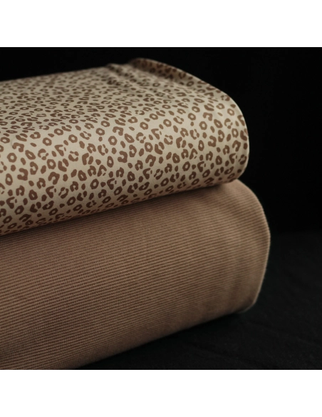 Jersey coton à motifs graou beige