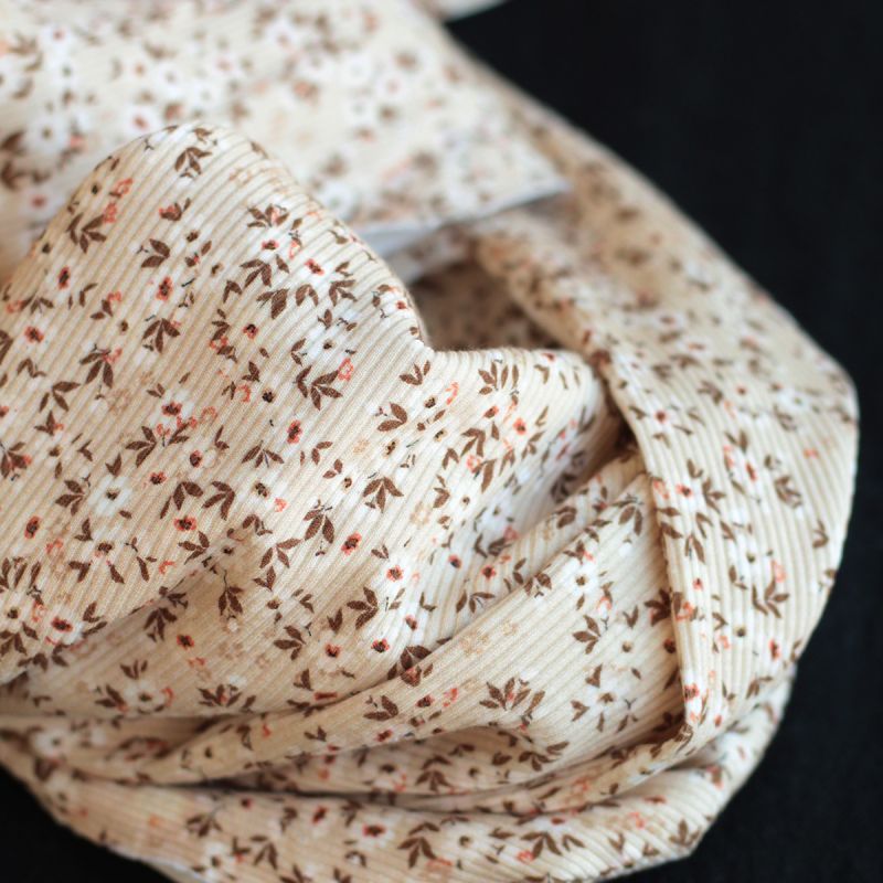 copy of Jersey coton côtes fines à motifs graou beige