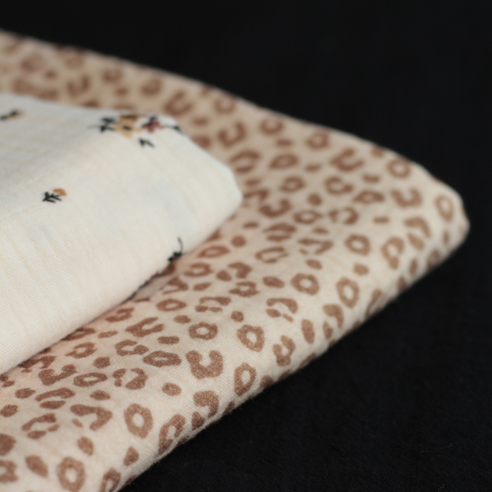 copy of Double gaze de coton imprimé Graou beige